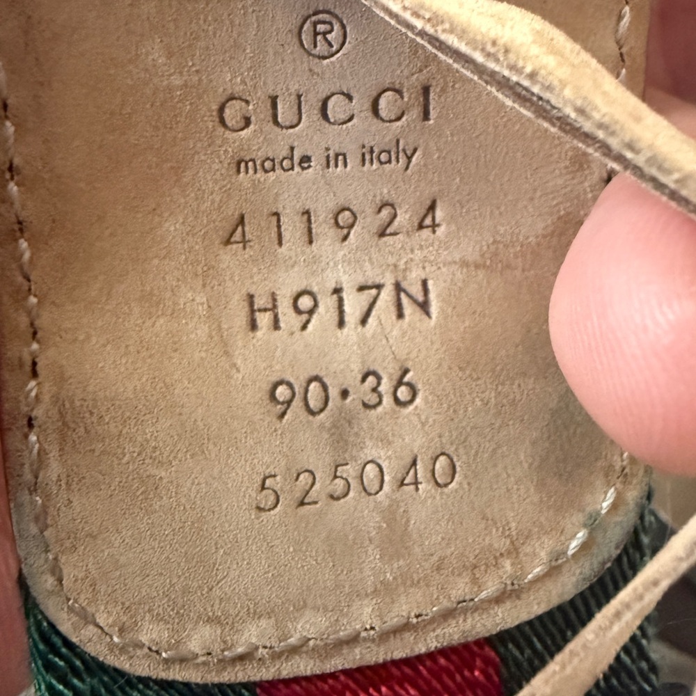 Gucci Green and Red Belt with Silver Buckle - Picture 7 of 8